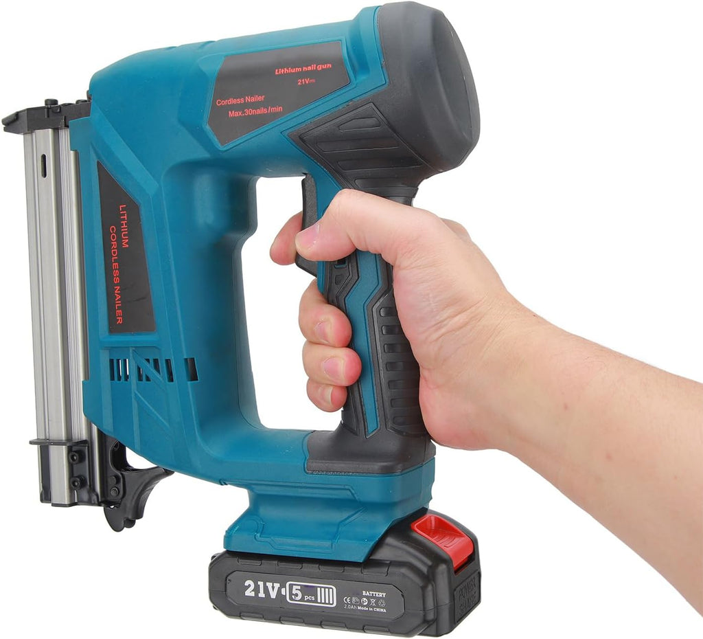 Cordless Brad Nailer Kit with Handles Designed to Reduce Fatigue Electric Nail Gun for Binding Furniture Frames (US Plug 100‑220V)