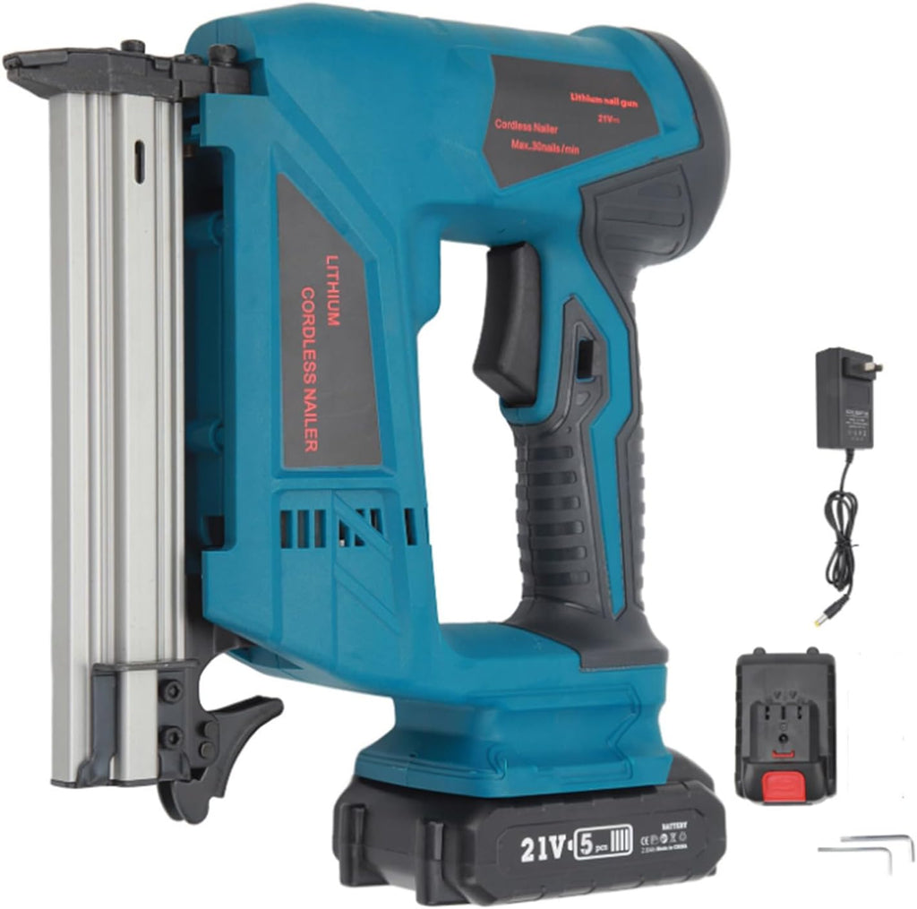 Cordless Brad Nailer Kit with Handles Designed to Reduce Fatigue Electric Nail Gun for Binding Furniture Frames (US Plug 100‑220V)