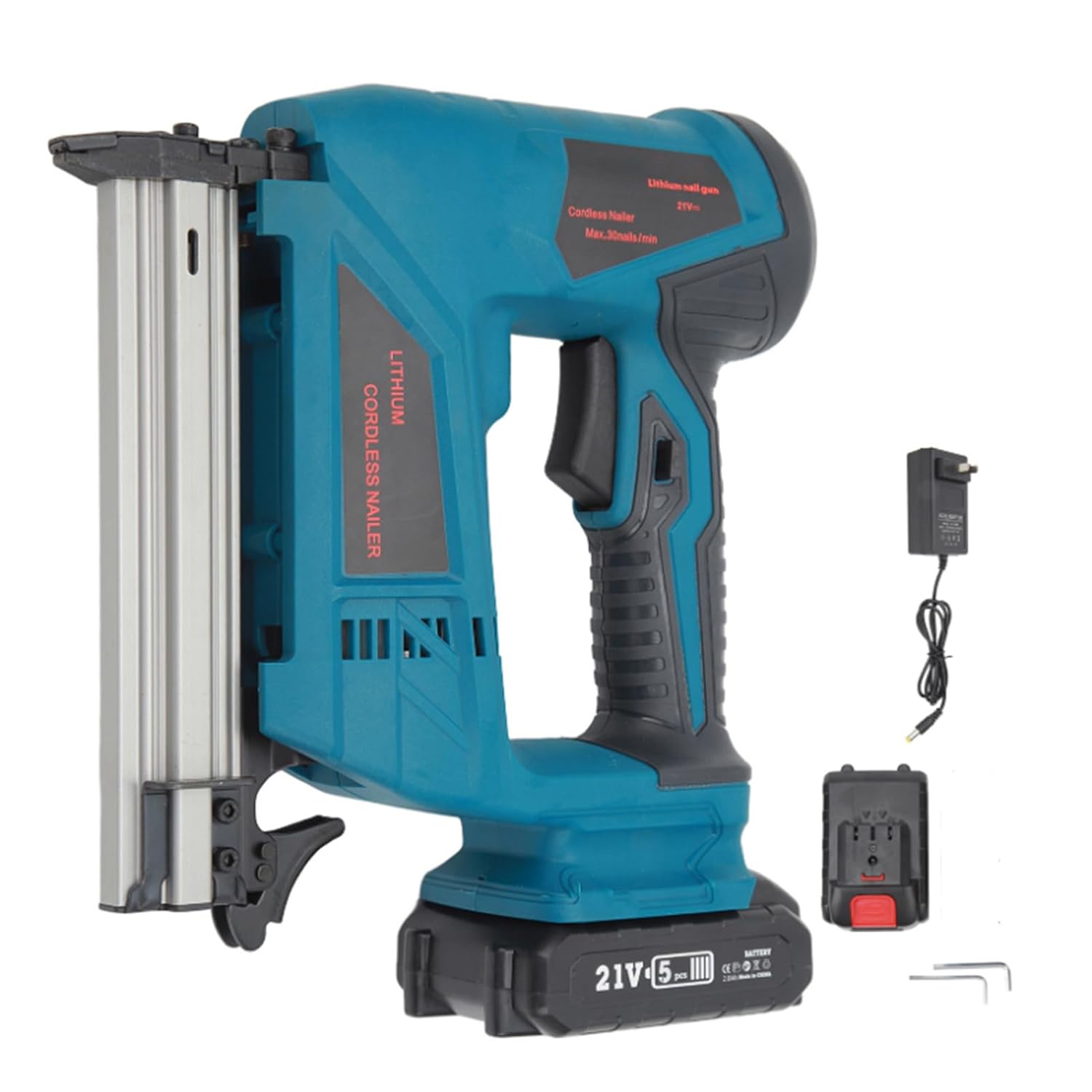 Electric Nail Guns Cordless Brad Nailer Battery Powered Brad Nailer Stapler for Carpentry and Upholstery (US Plug 100‑220V)