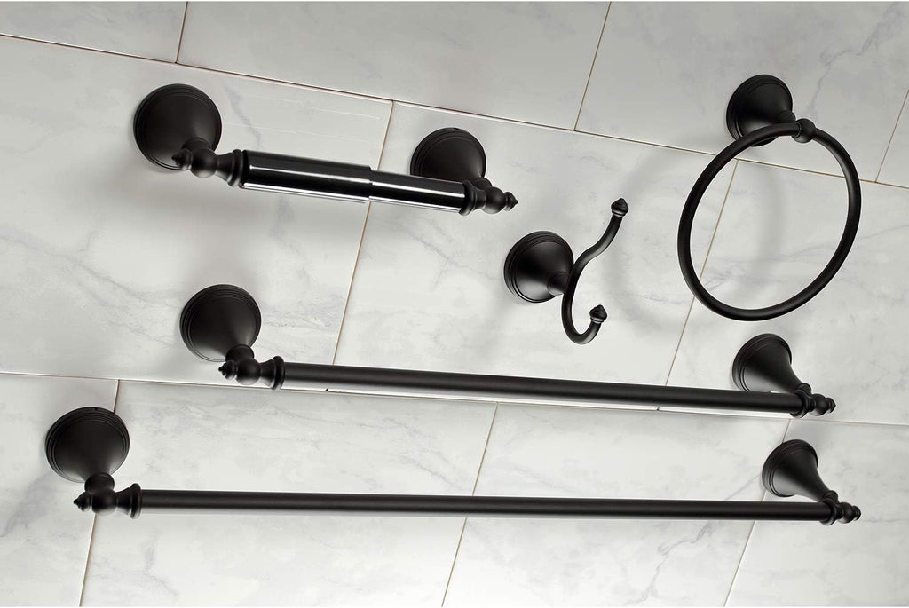 Kingston Brass BAHK1612478K Naples Bathroom Hardware Set, Matte Black 27.56 x 6.13 x 2.25