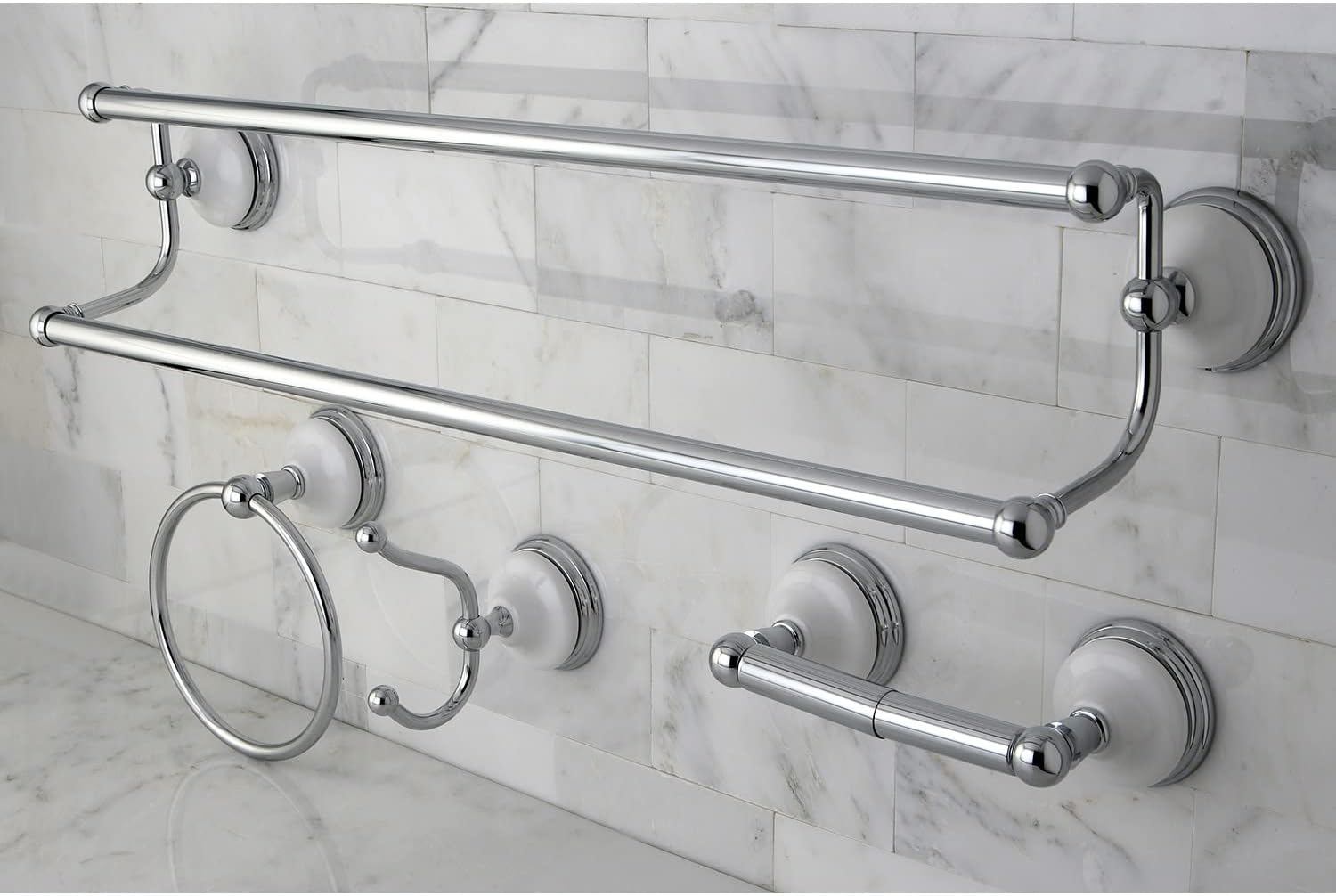 Kingston Brass BAK1113478ORB Victorian 4-Pieces Dual -Towel Bar Bathroom Hardware Set, 24 inch Length, Oil Rubbed Bronze