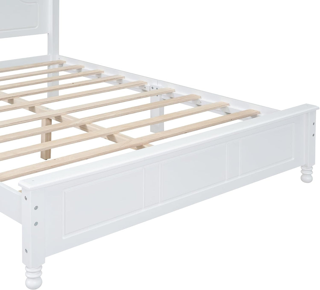 Harper & Bright Designs Bedroom Set Furniture, 3-Pieces Bedroom Sets, Queen Size Wood Platform Bed and 2 Nightstands, White