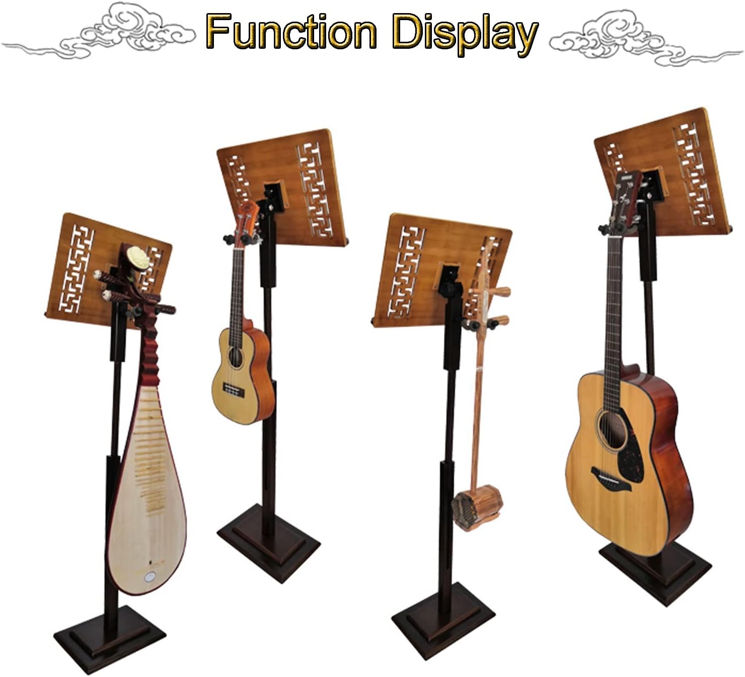 Music Stand With Phone Holder Microphone Holder, Metal Folding Sheet Music Stand, Orchestra Stand, It Can Be Used As A Reading Stand, And The Music Stand Has A Thickened Base (Wood 17cm*45cm*75cm)