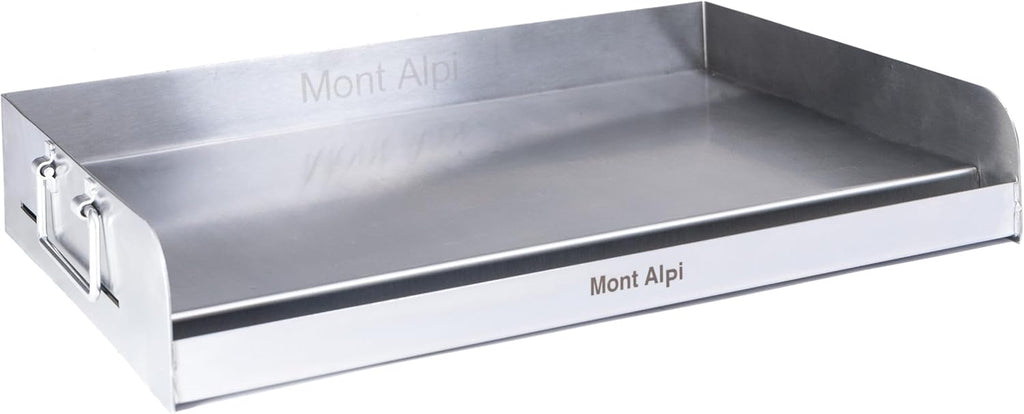 Mont Alpi MASHP Stainless Steel Universal Outdoor Barbecue Flat Top Griddle Converter Kit - Frying Pan with Grease Collection Zone, Teppanyaki Style Solid and Slotted Spatulas, Scraper BBQ Tool Set
