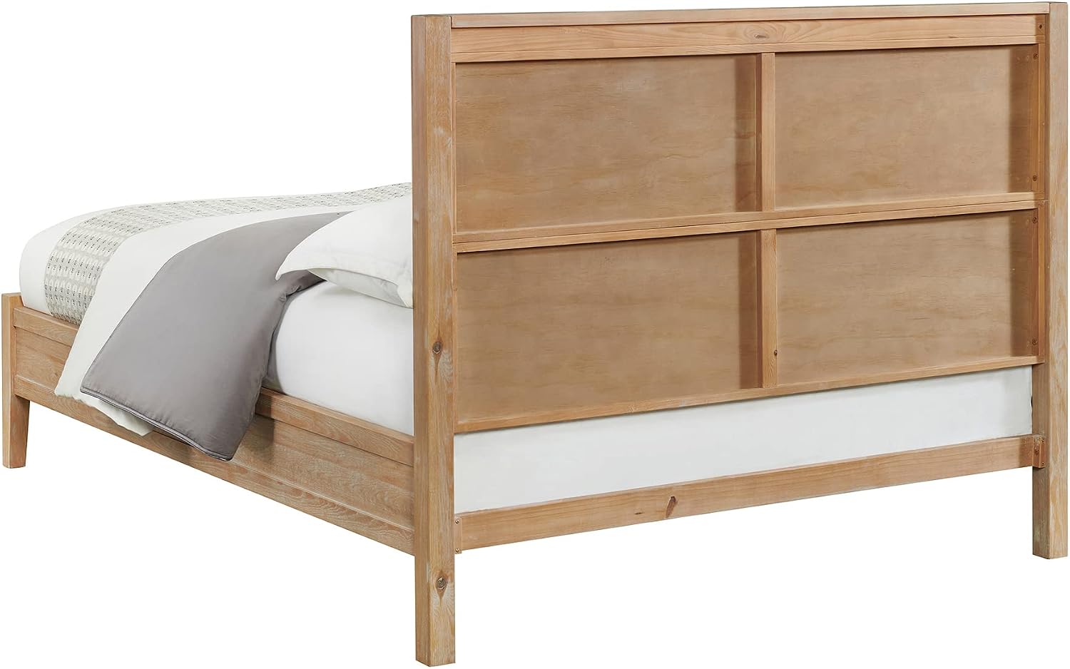 Alaterre Furniture Arden Queen Platform Bed Frame – Solid Wood, Modern Rustic Boho Style, Sturdy Slat Support, No Box Spring Needed, 65' W x 86' D x 50' H (Light Driftwood Finish)