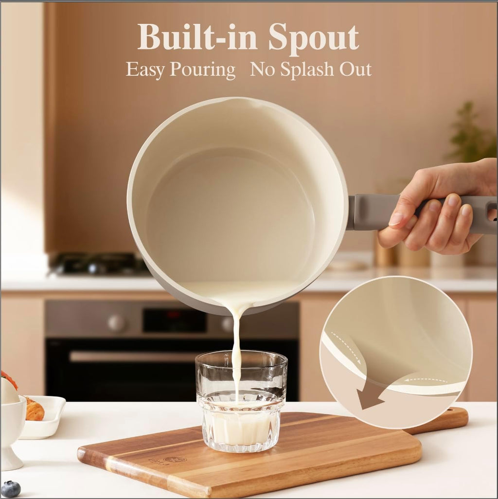 SENSARTE 20Pcs Pots and Pans Set Nonstick, Ceramic Cookware Set Non Stick, Non-toxic Healthy Kitchen Cooking Set, Induction Compatible, Dishwasher Safe, PFAS/PTFE/PFOA Free, TAUPE