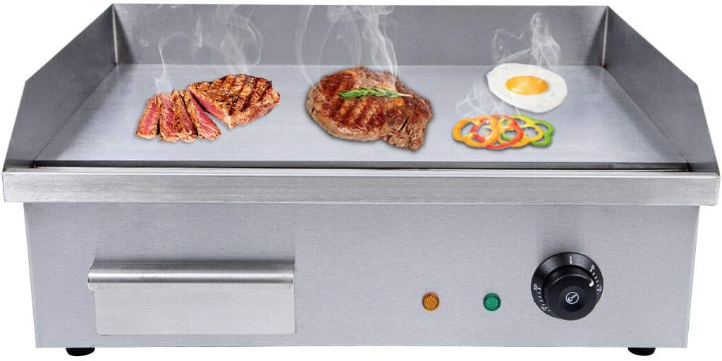Electric Countertop Griddle, 3000W 21.6'' Commercial Heavy Duty Restaurant Tabletop Flat Top Grill Machine Adjustable Temperature Control with US Plug