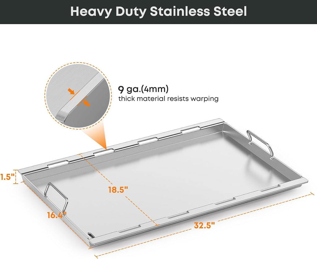 Stanbroil 6789 Full-Size Griddle Insert for Weber Genesis 400 Series Gas Grill, 4-Burner Flat Top Griddle for Weber Genesis I&II 410 415 425s 435 440, Stainless Steel