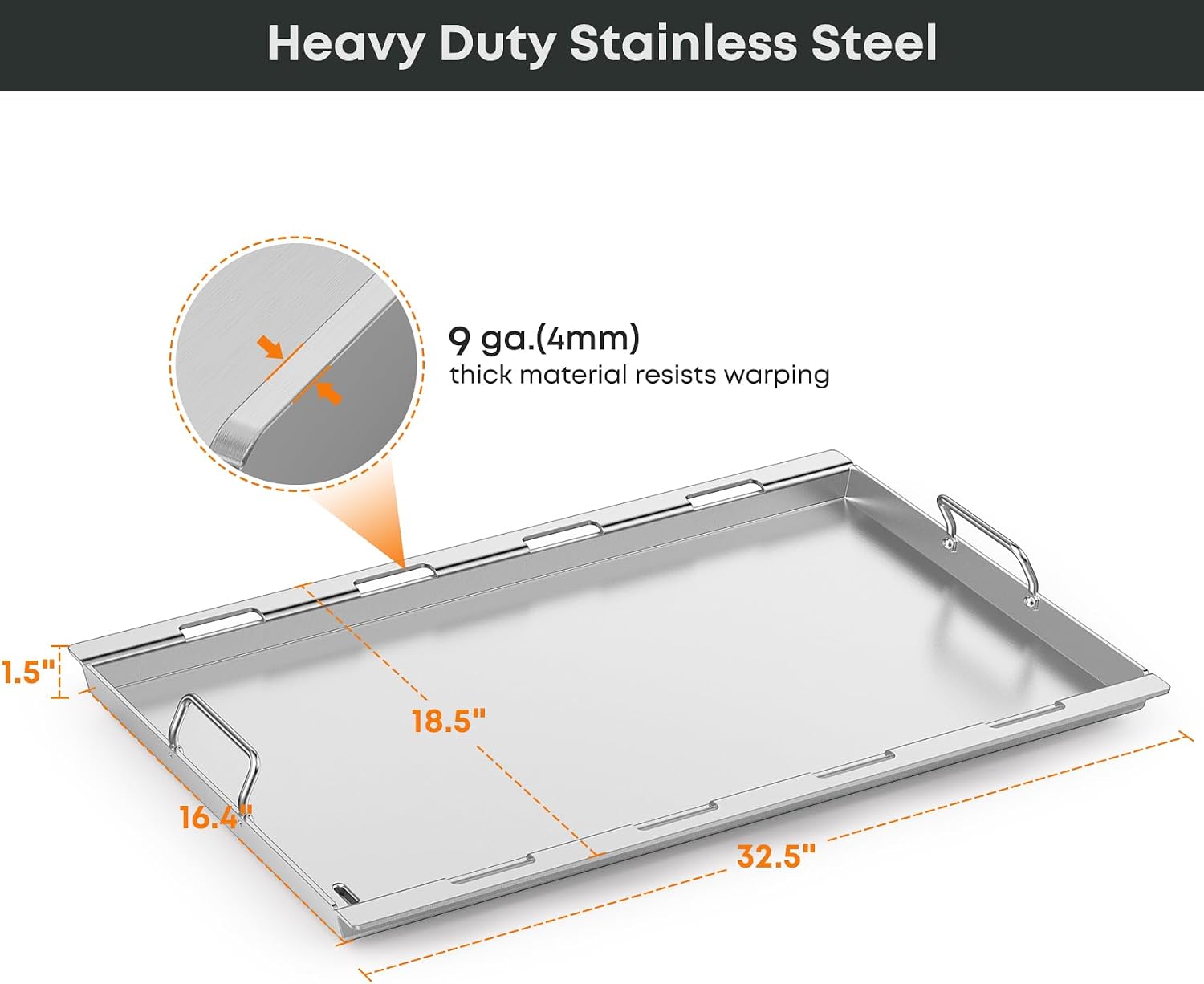 Stanbroil 6789 Full-Size Griddle Insert for Weber Genesis 400 Series Gas Grill, 4-Burner Flat Top Griddle for Weber Genesis I&II 410 415 425s 435 440, Stainless Steel