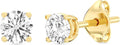 Gilded Lab-Grown Diamond Stud Earrings 10KT White Gold and 10KT Yellow Gold | Hypoallergenic Fine Gold Jewelry | 4-Prong Basket, Push Back Nut | VS2 SI1 Clarity, F Color, Round Cut | 1/5,1/4,1/3,3/8,1/2,3/4,1,2 ct tw
