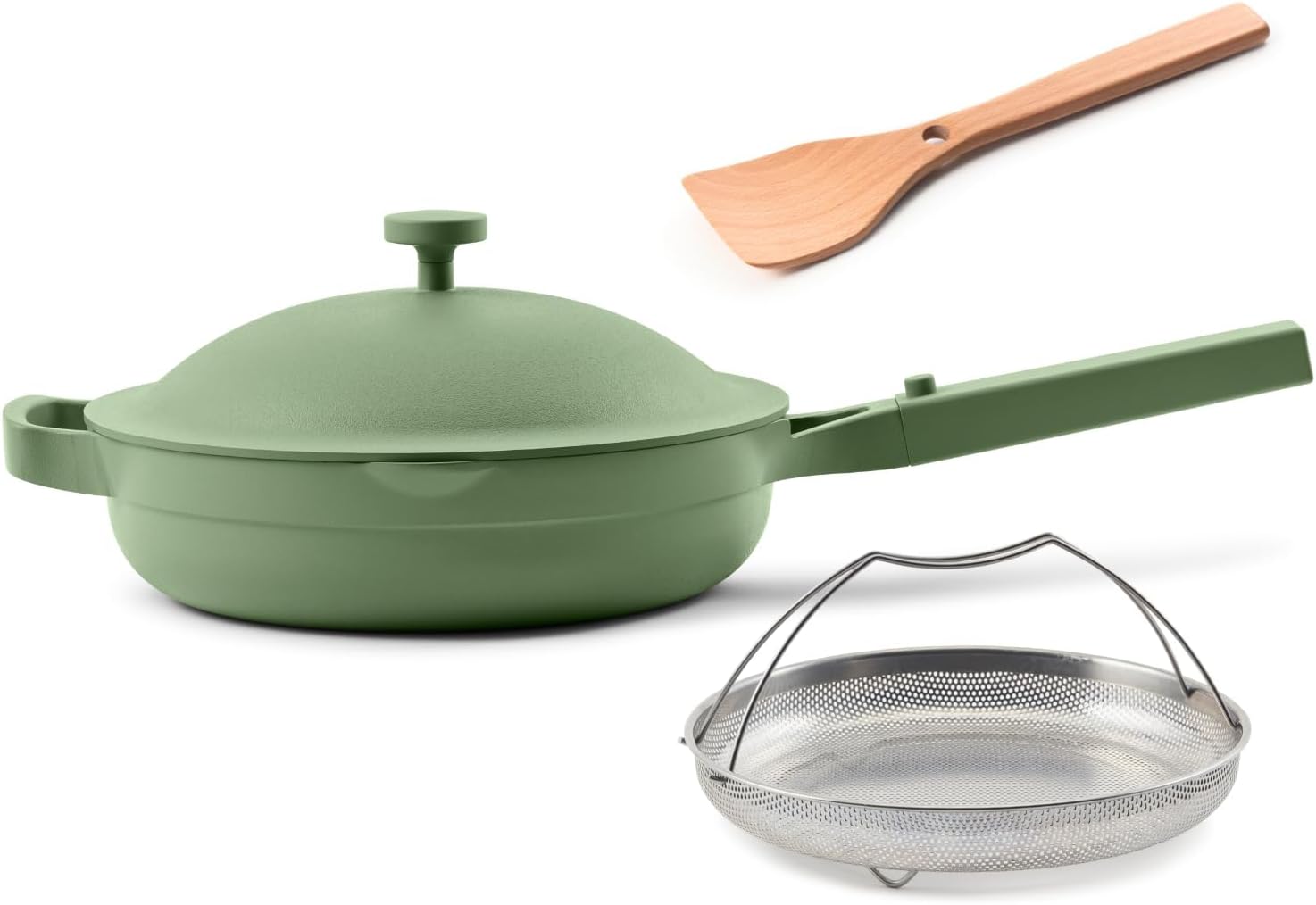 Our Place Always Pan 2.0 | 10.5' Ceramic Pan with Modular Lid, Steamer Basket & Spatula | Patented 10-in-1 Nonstick, Non-Toxic Cookware Made Without PFAS | Induction & Oven-Safe up to 450°F | Sage