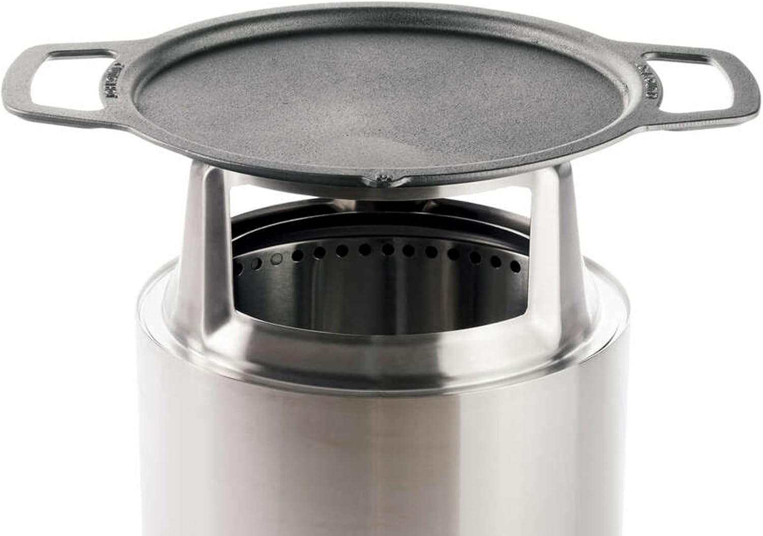 Solo Stove Ranger Griddle + Hub, Cast Iron Cookware with Stainless steel Hub for 6.5' Elevation, Addition to Ranger fire pit, Weight: 14.5lbs, Cooking surface diameter 14.25'