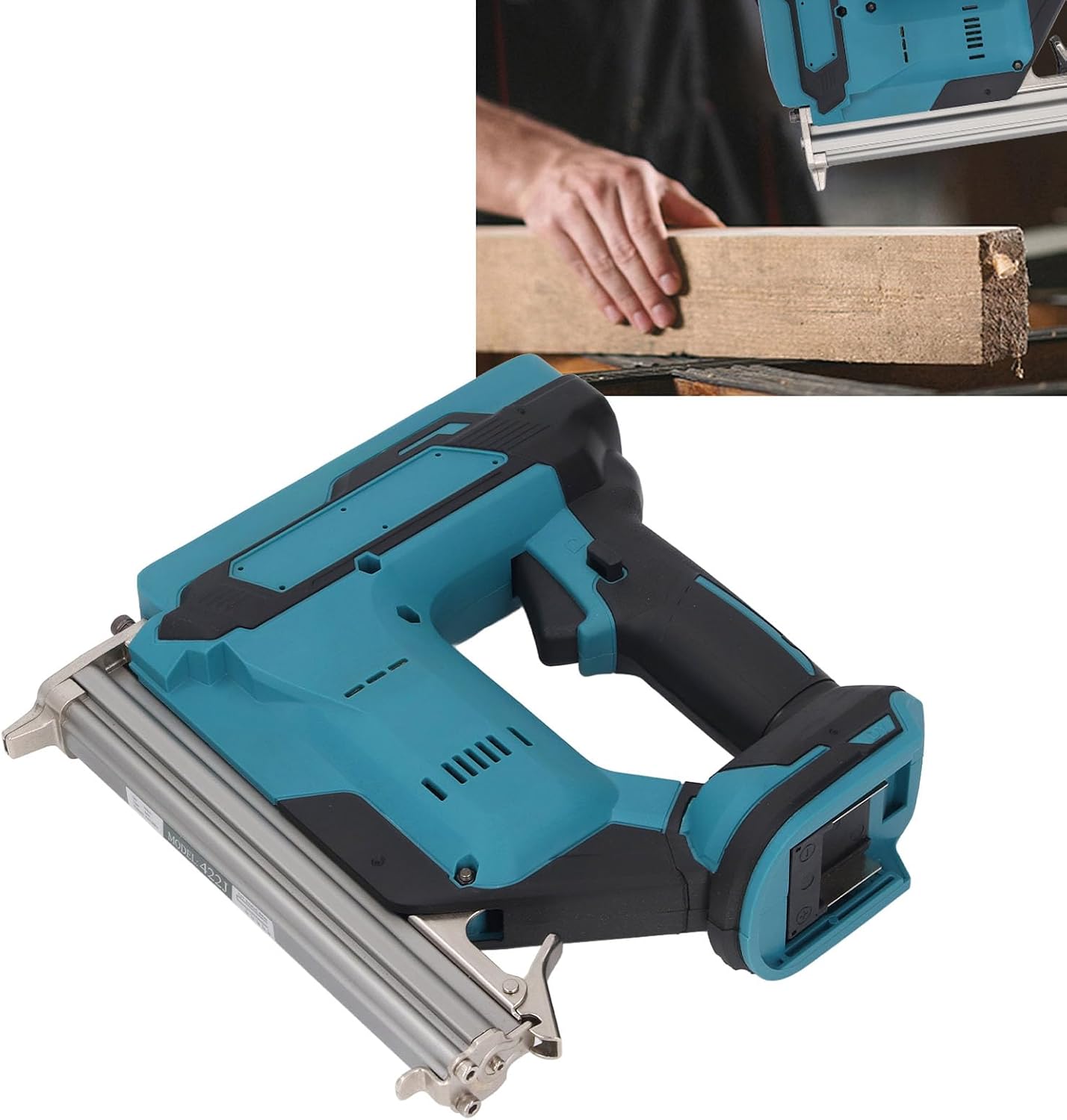 Generic Portable Cordless Brad Nailer, Electric Rechargeable Nail for Woodworking for 8V Li Ion Battery Pneumatic Power Nailer for Trim Work Furniture Building