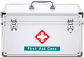 Portable Household Combination Box Emergency First Aid Kit Office Storage for Home, Business, Car, Camping and Travel(Silver,12inch)