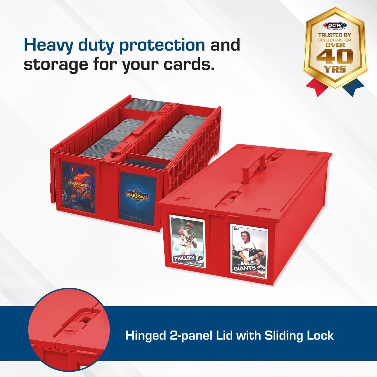 BCW Collectible Card Bin – (6-Pack, Red) | Holds up to 1600 Cards | Plastic Storage Box for Pokémon, MTG & Sports Cards