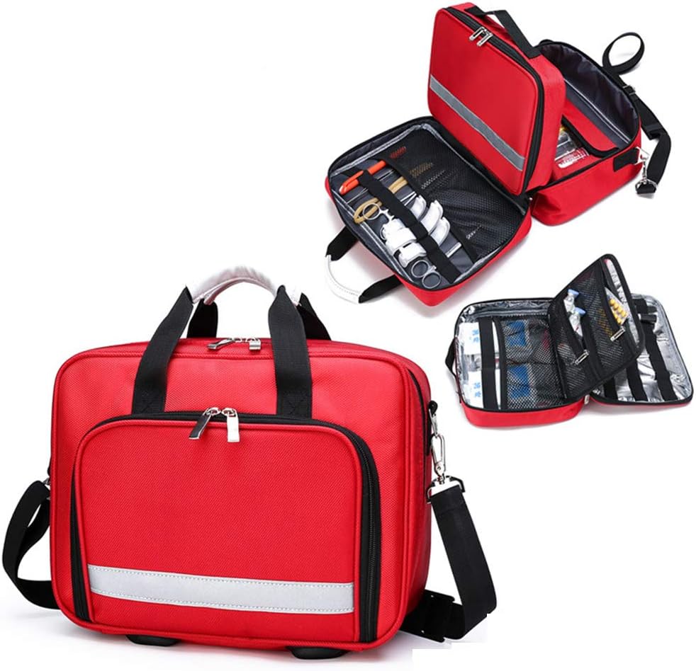 First Aid Kit Bag with Shoulder Strap, Emergency Survival Trauma Insulin Cold Storage with Labeled Compartments, Large-Capacity Outdoor Waterproof Rescue