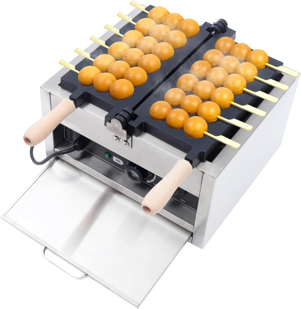 Commercial Electric Bubble Skewer Waffle Ball Machine, 1400W 6-Grid Nonstick Waffle Balls Maker, New Belgium Waffle Ball Stick Maker for Restaurant Bakeries Snack Bar Home
