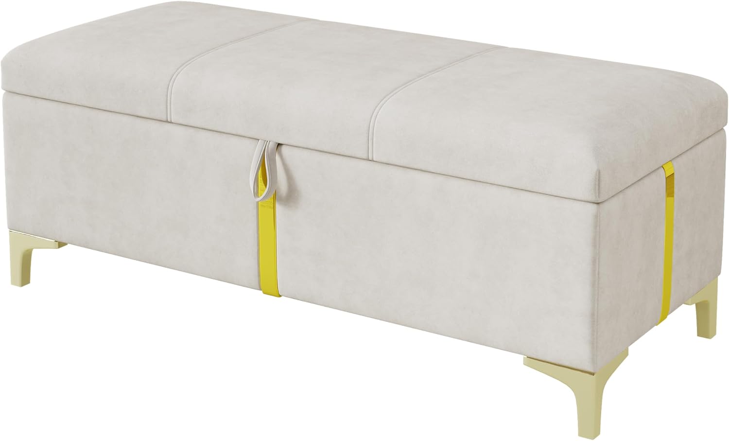 JIJIWANG 2-Piece Bedroom Sets, Queen Size PU Upholstered Platform Bed with Hydraulic Storage Ottoman, Wood Platform Bed Frame with Metal Legs, Storage Ottoman for Kids Teens Adults Bedroom, Beige