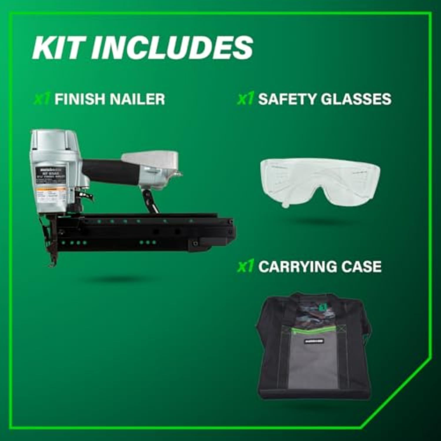 Metabo HPT Pro Finish Nailer, Pro-Preferred Pneumatic Power Nailers for Finish Applications, High Grade Aluminium Magazine, 16 Gauge, 1-1/2' to 2-1/2' Straight Nails, NT65A5