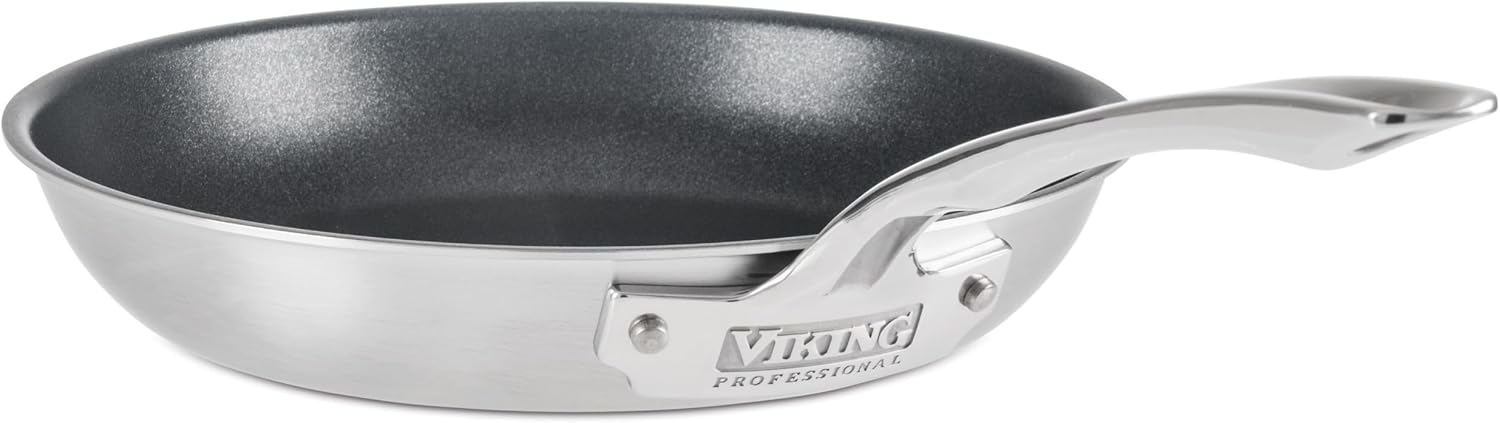 Viking 5-Ply Non Stick Frying Pan, 10 Inch Stainless Steel Nonstick Fry Pan, 5 Liters, Satin Finish