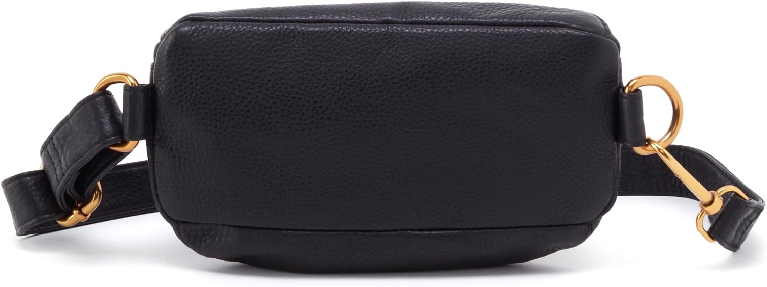 HOBO Fern Leather Convertible Crossbody, Sling, and Belt Bag - Lightweight & Adjustable, Zip Closure, with Capacity for Essentials & Accessories for Travel, Black