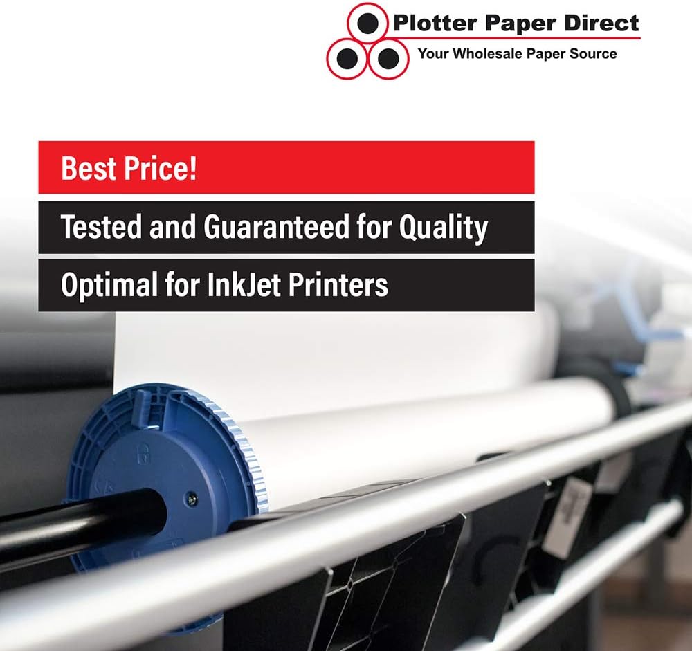 Plotter Paper Direct 36in x 75ft Premium Polyester Matte Canvas Roll, 500 Denier, Quick Dry, Wide Format Inkjet Printer Compatible, Perfect for Fine Art, Photography, Archival Quality Prints