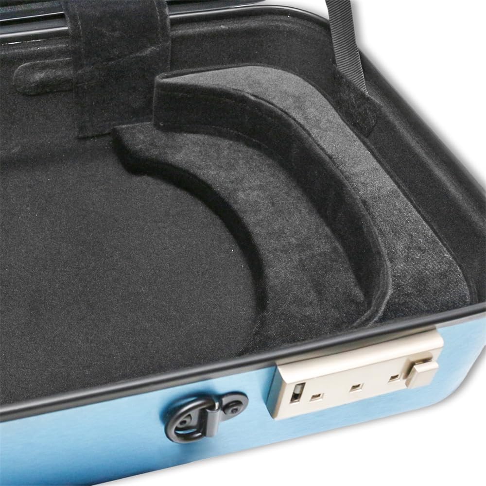 Violin case 4/4 Full size High strength Carbon fiber hard shell Durable handles Internal storage with Backpack straps Music Sheet bag (Blue with Lock)