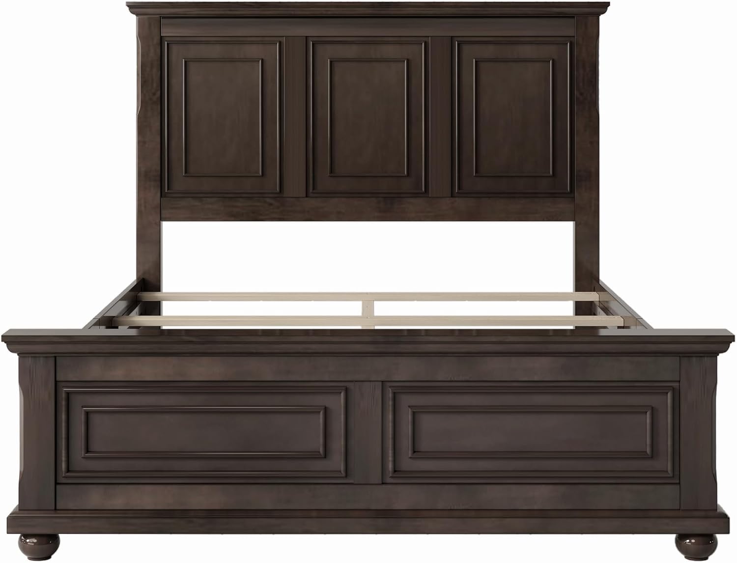 Merax Traditional Town and Country Style Pinewood Vintage Queen Bed, Rich Brown