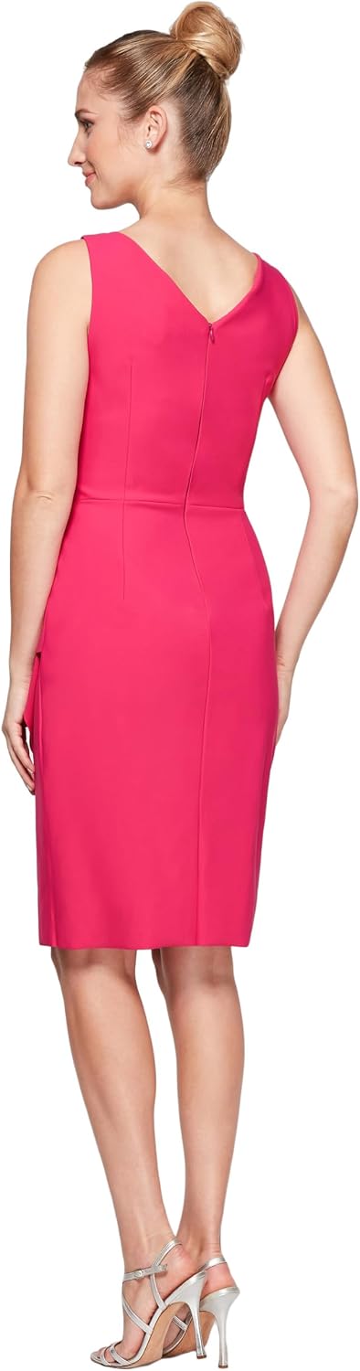 Alex Evenings Women's Slimming Short Ruched Dress with Ruffle (Petite and Regular)