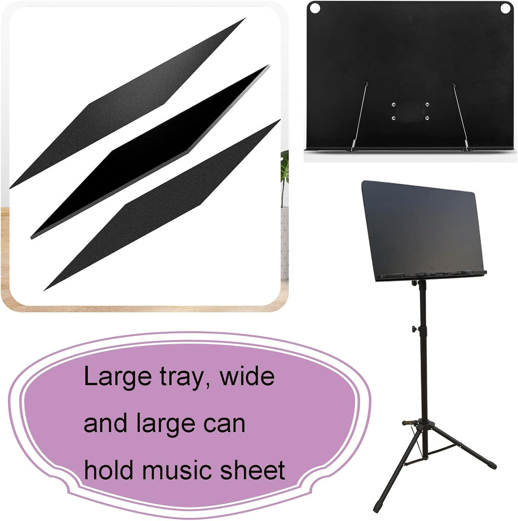 Foldable Music Stand for Sheet Music, Music Stand with Phone Holder Microphone Holder, Music Stand, Comes with A Bag for Easy Storage and Transport, Easy to Install,