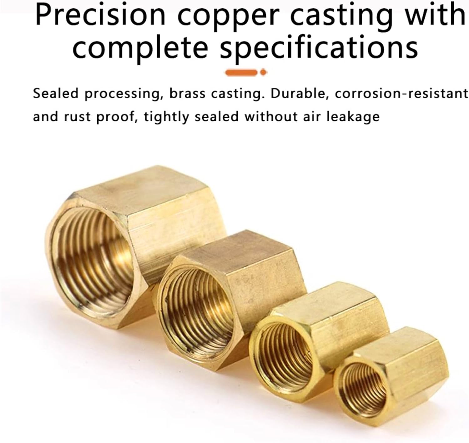 50Pcs 1/8 1/4 3/8 1/2 3/4 Inch Female Thread Brass Pipe Fittings Hex Nut Rod Connector Coupling(02-02)