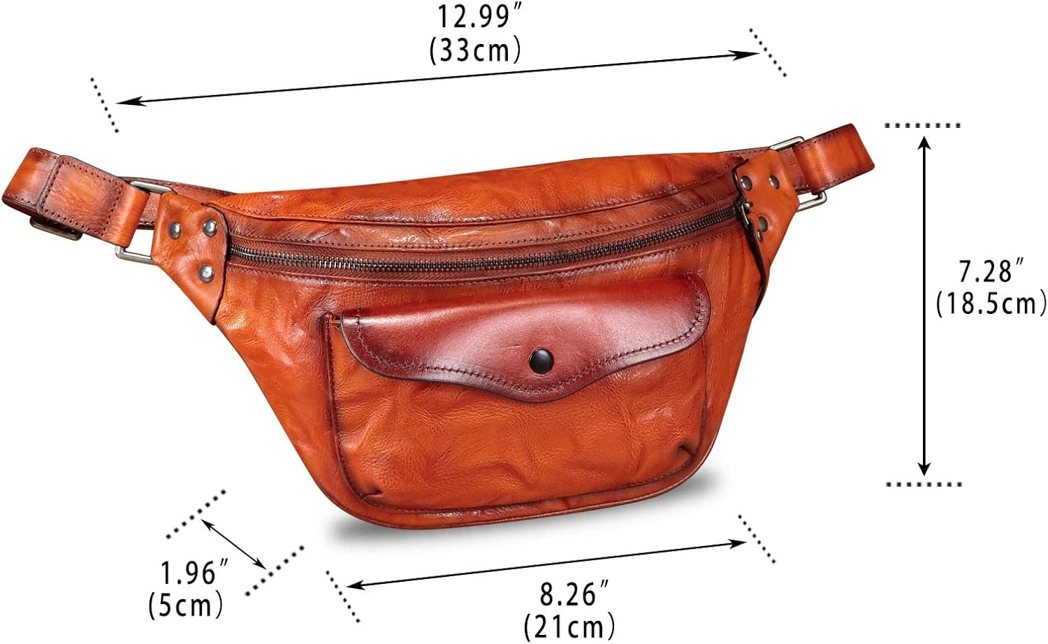 Genuine Leather Fanny Pack for Women and Men Vintage Real Leather Sling Bag Crossbody Bag Fashion Waist Bag Chest Purse