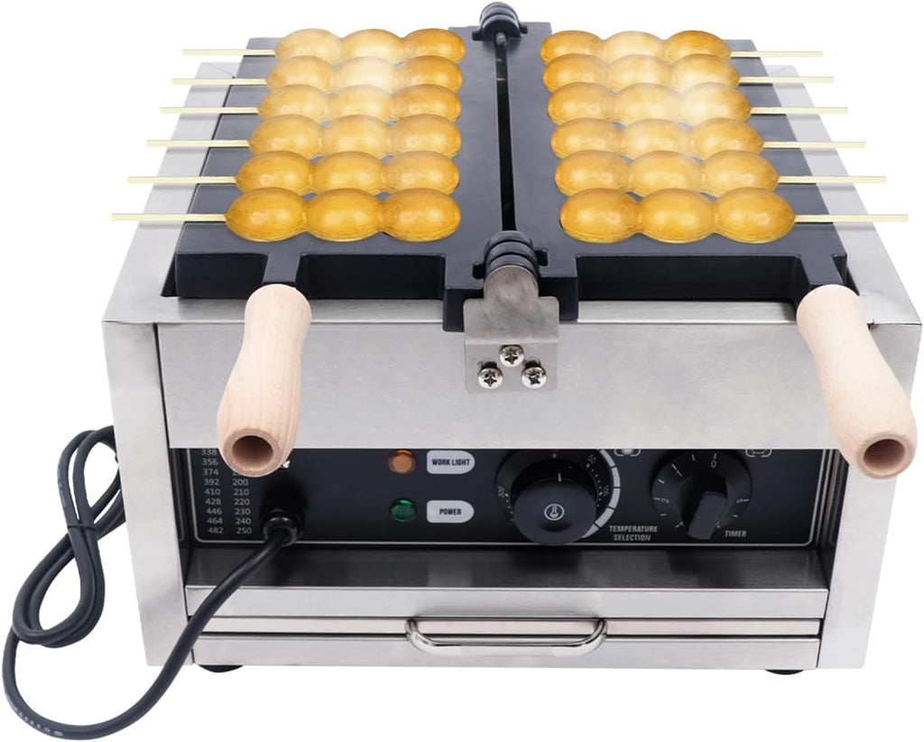 Commercial Electric Bubble Skewer Waffle Ball Machine, 1400W 6-Grid Nonstick Waffle Balls Maker, New Belgium Waffle Ball Stick Maker for Restaurant Bakeries Snack Bar Home