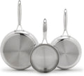 GreenPan Valencia Pro Tri-Ply Stainless Steel 8', 9.5' & 11' Frying Pan Skillet Set, Induction Ready, Mirror Finish, Dishwasher Safe & Oven/Broiler Safe to 600F, Compatible with All Cooktops