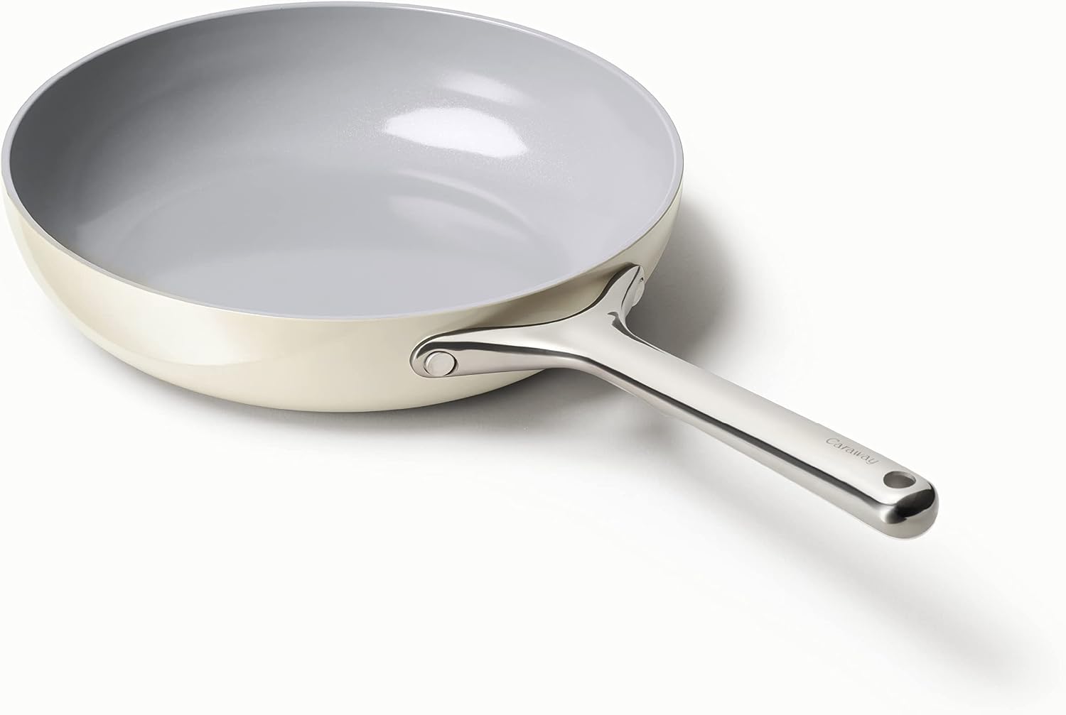 Caraway Nonstick Ceramic Frying Pan (2.7 qt, 10.5') - Non Toxic, PTFE & PFOA Free - Oven Safe & Compatible with All Stovetops (Gas, Electric & Induction) - Cream