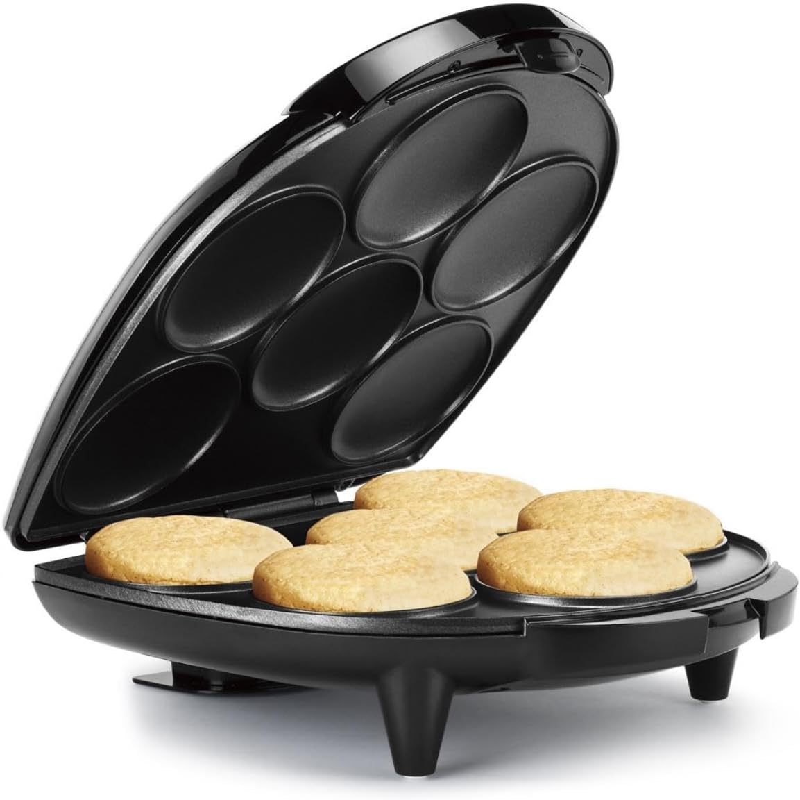Holstein Housewares Non-Stick 6-Section Multi-Food Maker - Arepas,Mini Pancakes,Corncakes and More - Black,12 Inch,(Pack of 6)