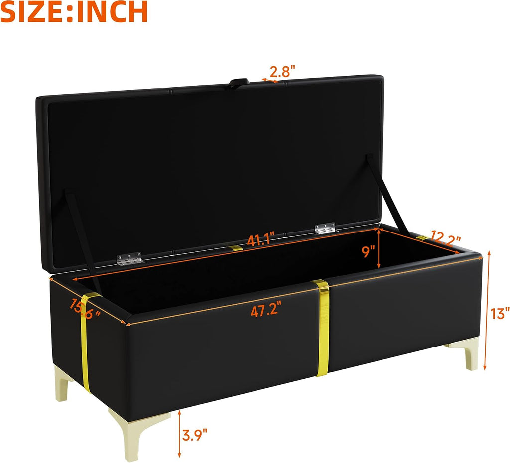 JIJIWANG Queen Size Lift Up Storage Bed with Ottoman - Upholstered Platform Bed Frame with Hydraulic Storage System, Modern Wingback Headboard, Wood Slats Support, No Box Spring Needed, Black