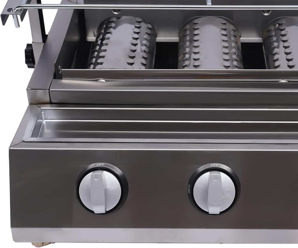 8 Burners Tabletop Gas Grill, Commercial Tabletop Gas Grill Stainless Steel Patio Garden Barbecue Grill Portable Professional Barbecues Griddle with Height Adjustable for Outdoor Party Backyard BBQ