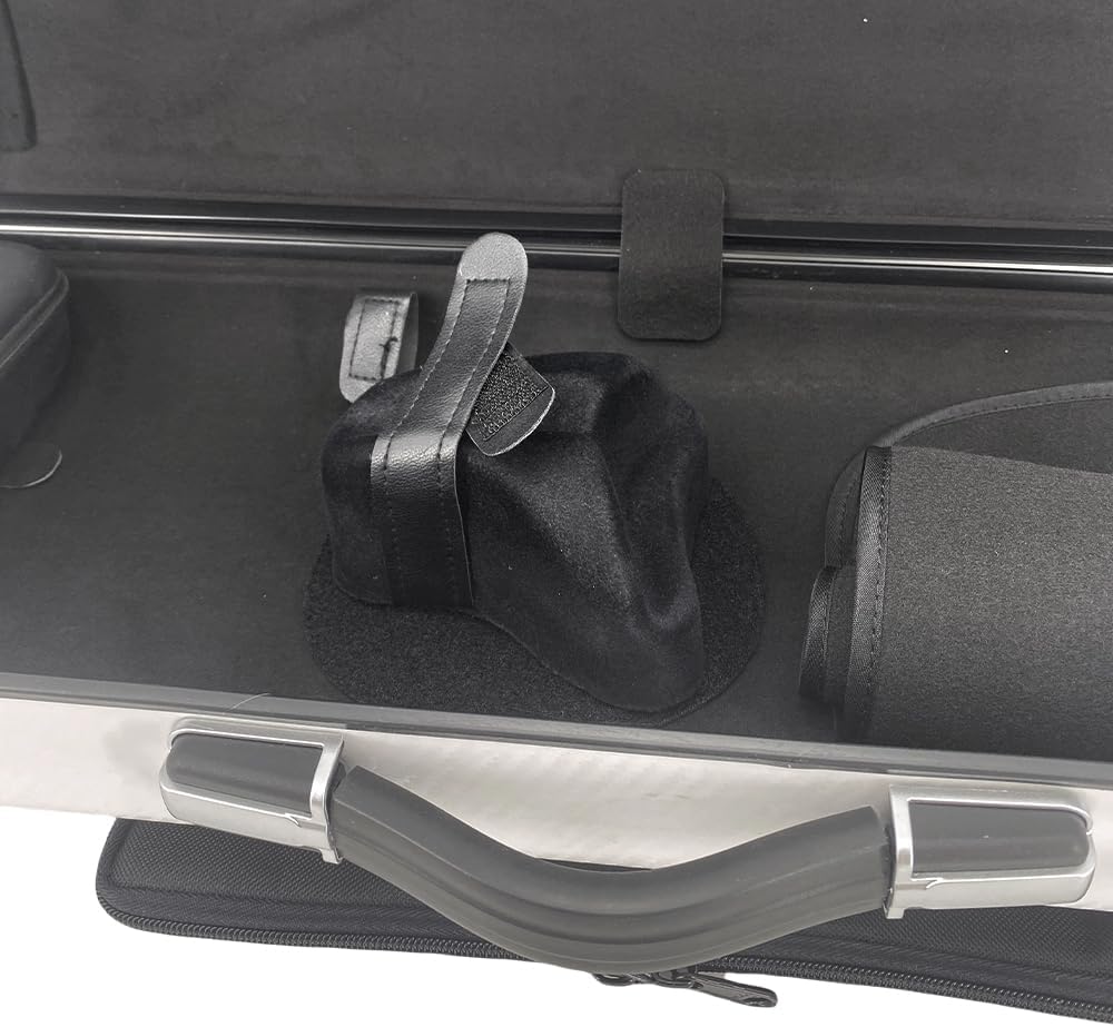 Violin case 4/4 Full size High strength Carbon fiber hard shell Durable handles Internal storage with Backpack straps Music Sheet bag (White with Code lock)
