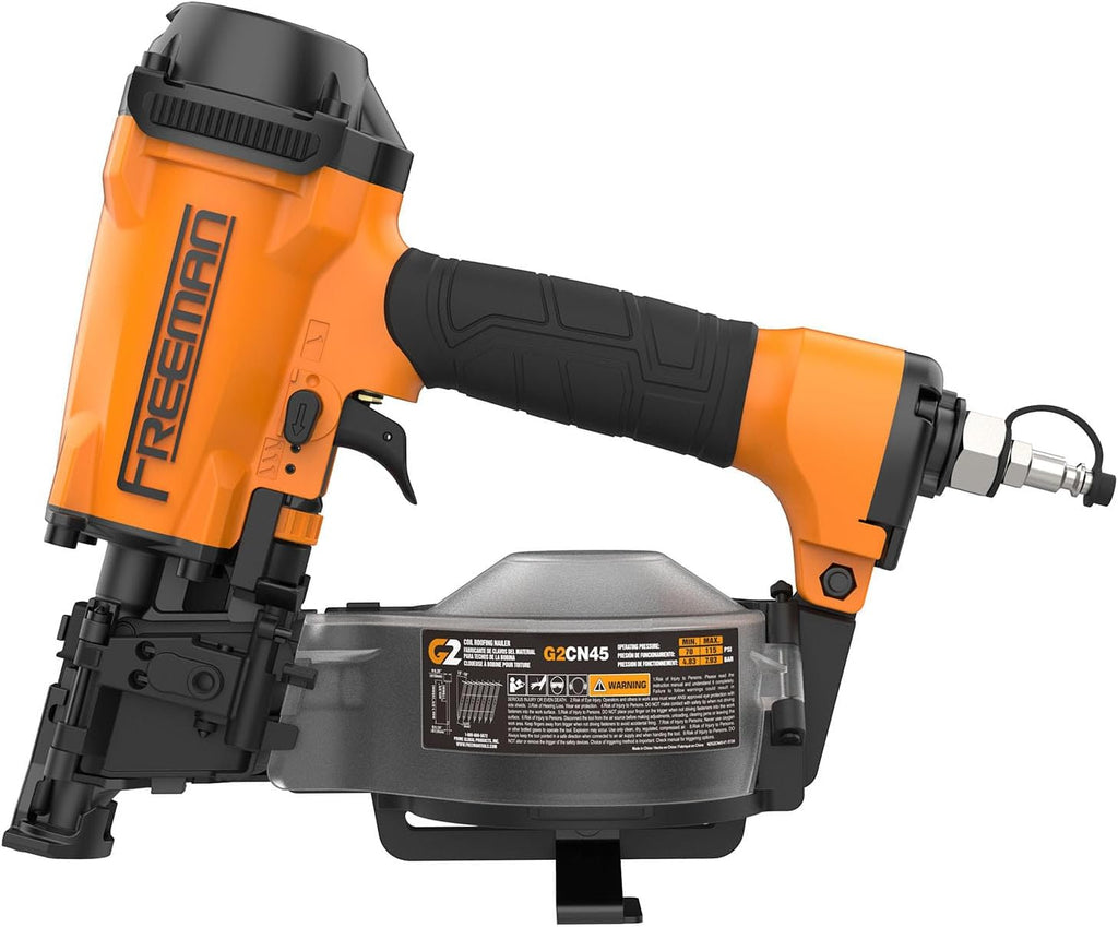 Freeman G2CN45 2nd Generation Pneumatic 15 Degree 1-3/4' Coil Roofing Nailer with 1/4' NPT Air Connector