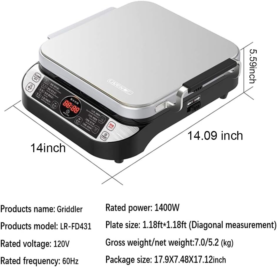 LIVEN Electric Baking Pan LR-FD431 Skillet Griddle, US DuPont Non-Stick Coating,Removable Upper and Lower Grill Pan, Easy to Clean,Electric Indoor Grill/Griddle