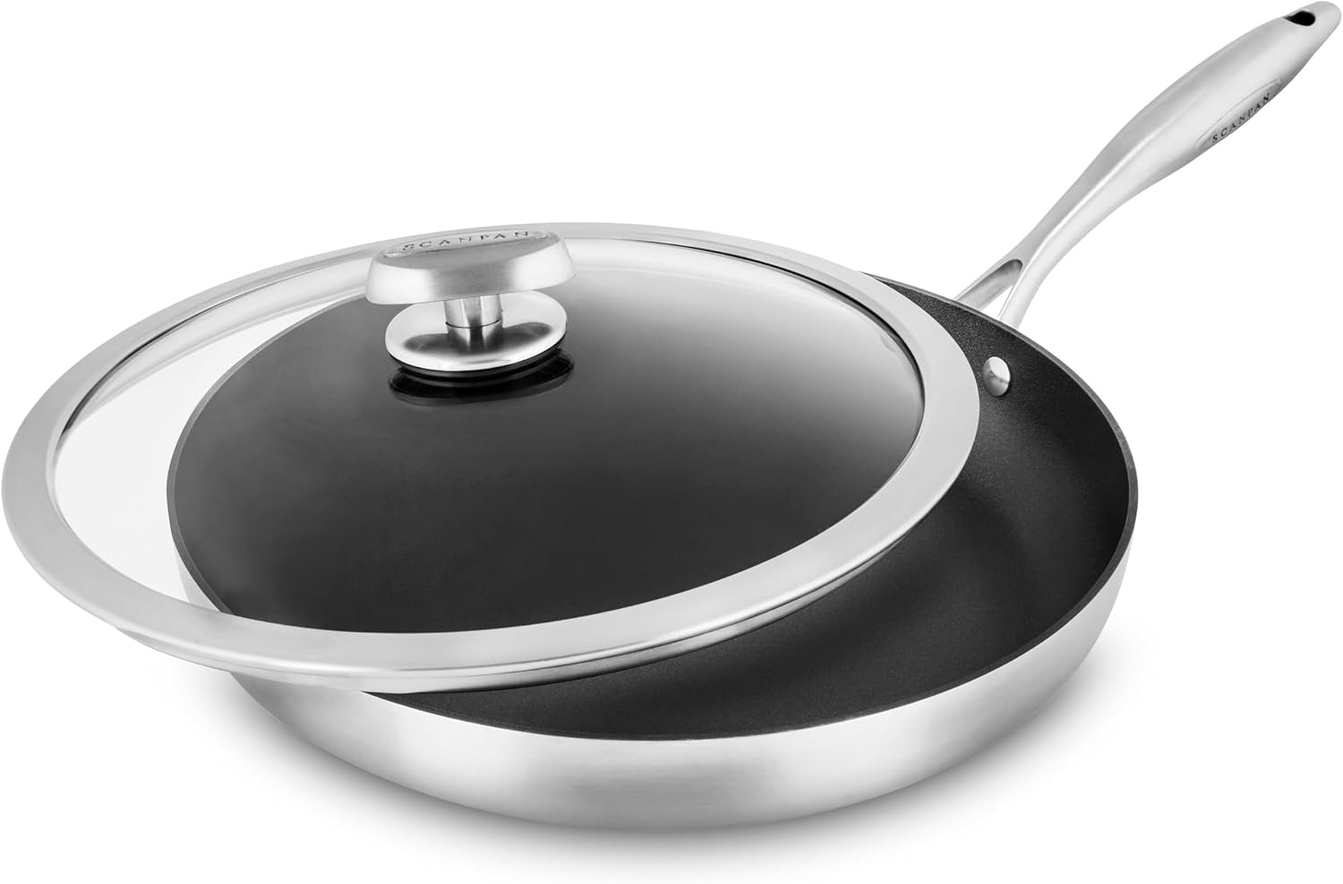 Scanpan CX+ 12.5' Fry Pan with Glass Lid - Stratanium Plus Nonstick - 5-ply Stainless Steel