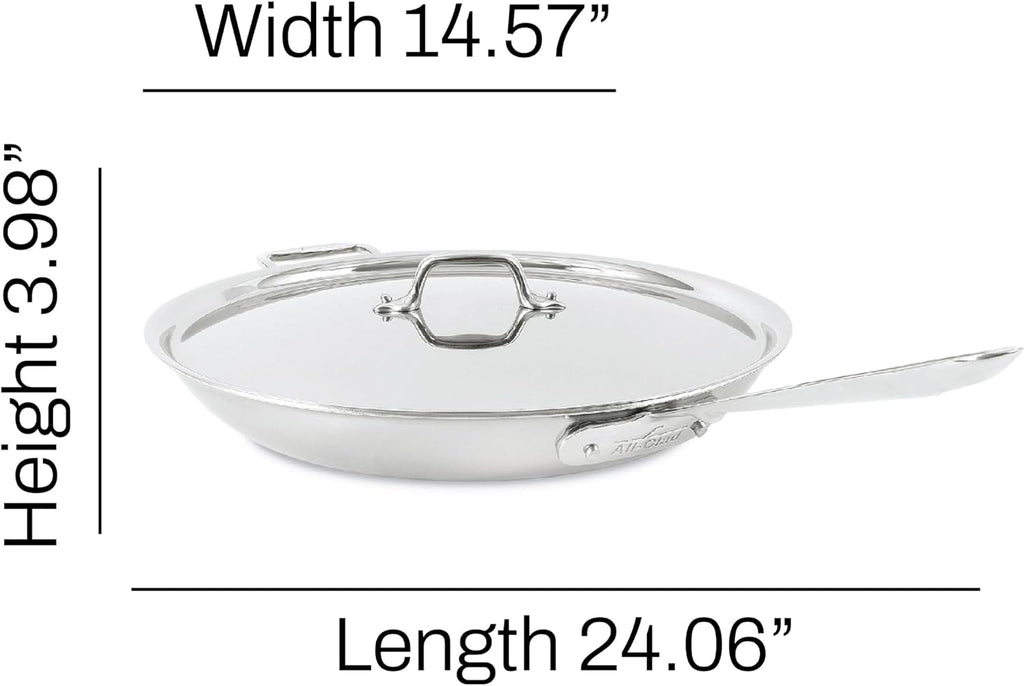 All-Clad D5® Stainless Steel Core 14 Inch Frying Pan Covered - Made in the USA - The Upgrade for Supremely Even Heat- Oven Safe & Induction Compatible Cookware