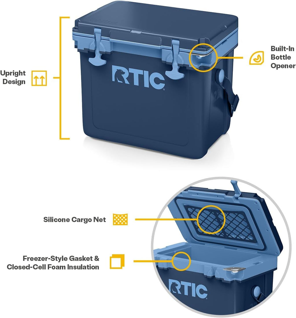 RTIC Ultra-Light Hard Cooler Insulated Portable Ice Chest Box for Drink, Beverage, Beach, Camping, Picnic, Fishing, Boat, Barbecue, 30% Lighter Than Rotomolded Coolers