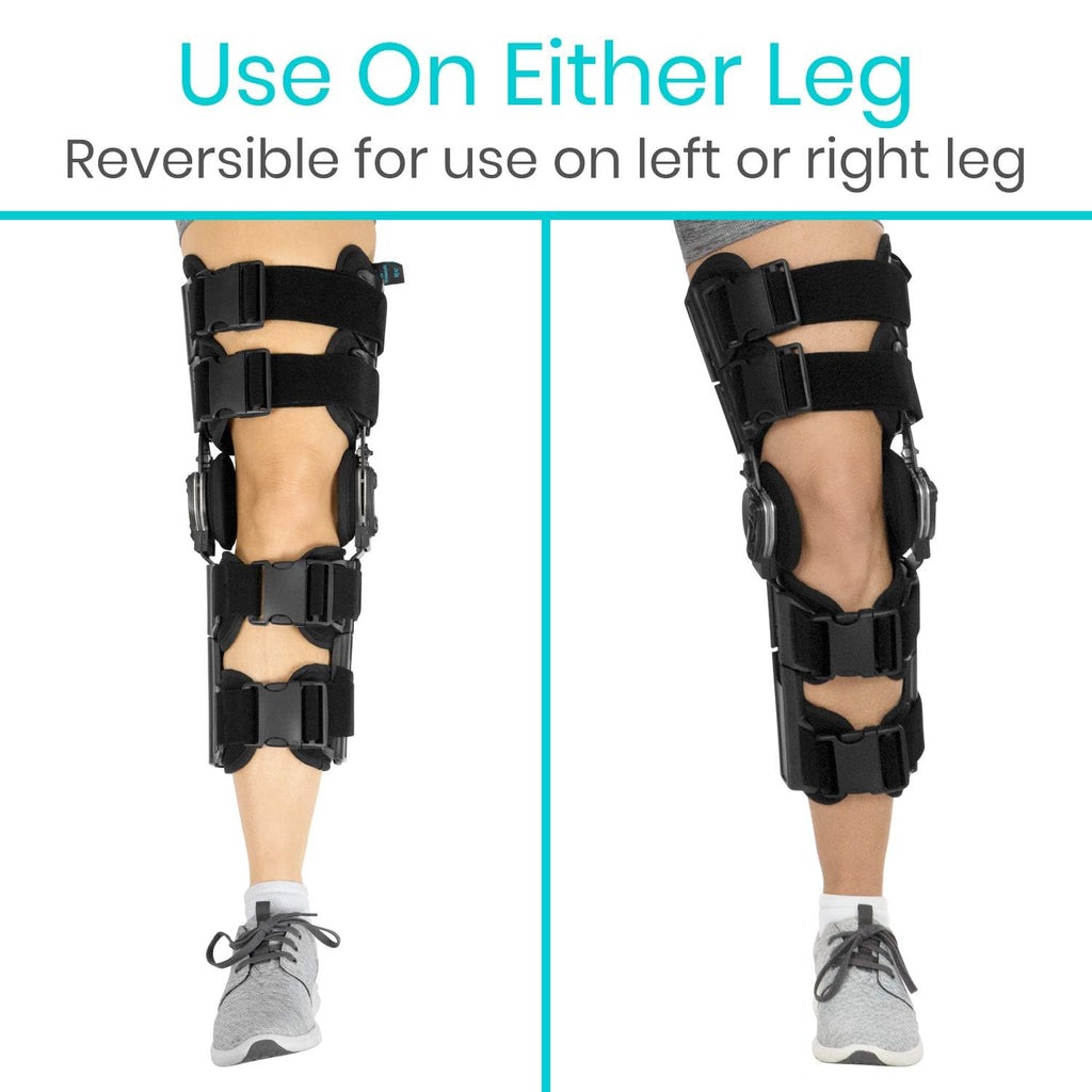 Vive ROM Knee Brace - Hinged Immobilizer for ACL, MCL and PCL Injury - Orthosis Stabilizer for Women and Men - Adjustable Recovery Support for Orthopedic Rehab, Post Op, Meniscus Tear, Right, Left Leg
