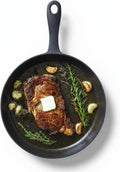Flambo 12 Inch Smooth Cast Iron Skillet - Naturally Non-Stick, Pre-Seasoned Frying Pan, Smooth Finish for Grilling, Frying, Sauteing, Searing, Baking - Use on Oven, Stove, Grill, or Campfire