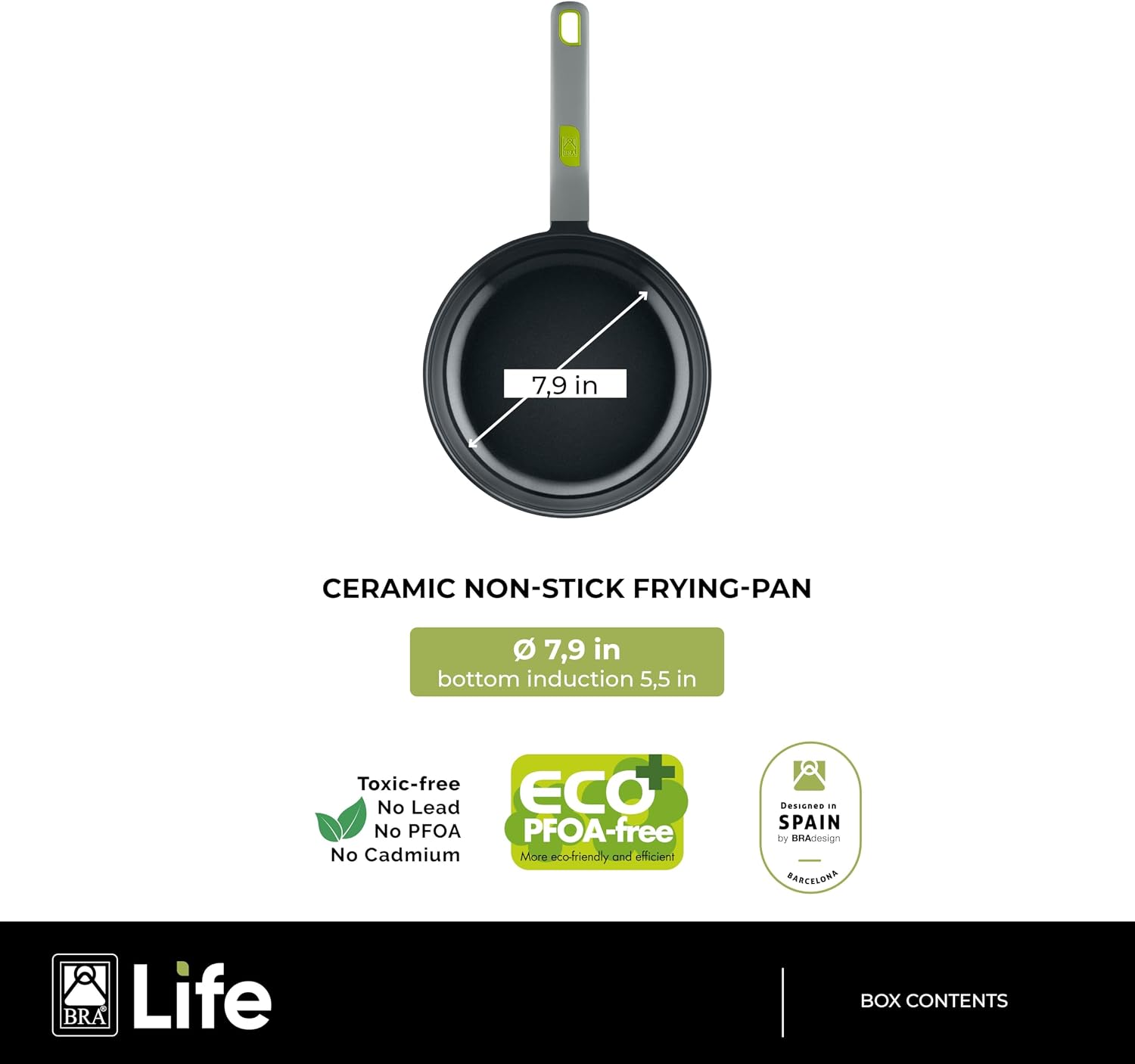 BRA COOKWARE Life 12-Piece Ceramic Cookware Set | Recycled Cast Aluminum Pots & Pans Set w/ 2 Pots, 1 Sauté Pan, 3 Pans, 1 Saucepan, 1 Grill, 4 Lids | Ceramic Non-Stick Coating | All Stovetops