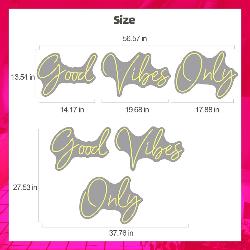 Large Good Vibes Only Neon Sign Wall Decorations, Big Neon Lights for Bedroom, LED Neon Signs for Wall Decor, Wedding, Game Room, Party, Bar Decor, Cafés, Shops, Warm White Wall Lights-56×13 in