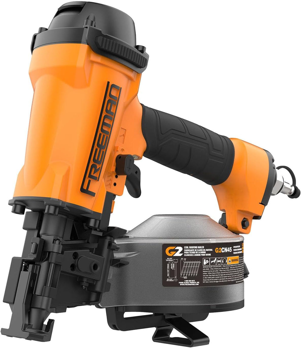 Freeman G2CN45 2nd Generation Pneumatic 15 Degree 1-3/4' Coil Roofing Nailer with 1/4' NPT Air Connector