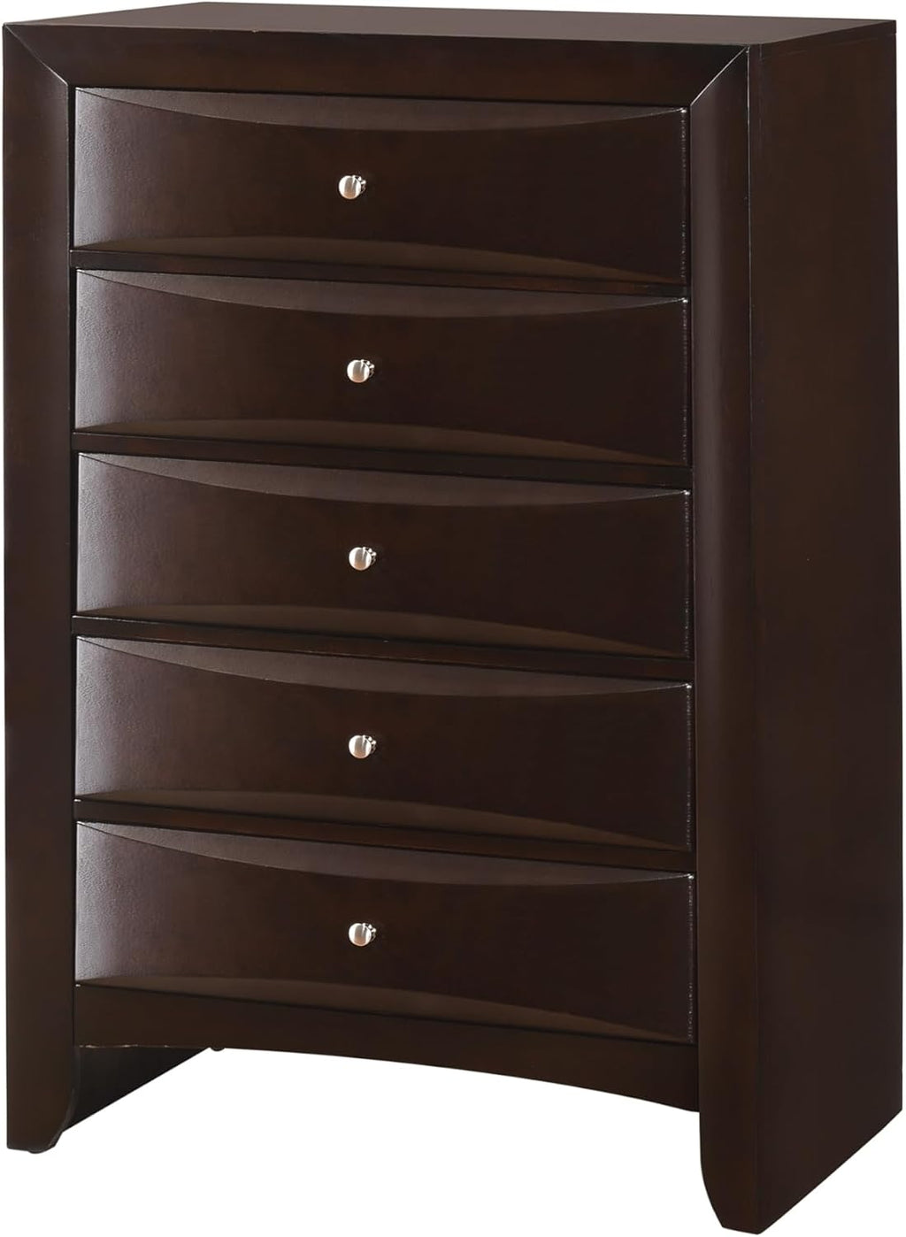 6pc Master Bedroom Set Brown Cherry Finish Solid Wood Platform King Size Captain's Bed Wooden Furniture